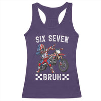 67 Bruh Meme Racerback Tank Top Funny Six Seven Dirt Bike Patriotic American Flag - Wonder Print Shop