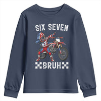 67 Bruh Meme Youth Sweatshirt Funny Six Seven Dirt Bike Patriotic American Flag - Wonder Print Shop