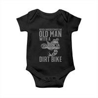Funny Dirt Bike Motocross Baby Onesie Never Underestimate An Old Man With A Dirt Bike Motocross - Wonder Print Shop