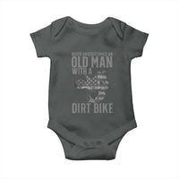 Funny Dirt Bike Motocross Baby Onesie Never Underestimate An Old Man With A Dirt Bike Motocross - Wonder Print Shop