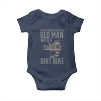 Funny Dirt Bike Motocross Baby Onesie Never Underestimate An Old Man With A Dirt Bike Motocross - Wonder Print Shop