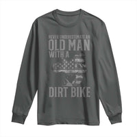 Funny Dirt Bike Motocross Long Sleeve Shirt Never Underestimate An Old Man With A Dirt Bike Motocross - Wonder Print Shop