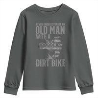 Funny Dirt Bike Motocross Youth Sweatshirt Never Underestimate An Old Man With A Dirt Bike Motocross - Wonder Print Shop