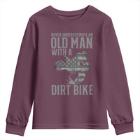 Funny Dirt Bike Motocross Youth Sweatshirt Never Underestimate An Old Man With A Dirt Bike Motocross - Wonder Print Shop