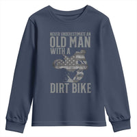 Funny Dirt Bike Motocross Youth Sweatshirt Never Underestimate An Old Man With A Dirt Bike Motocross - Wonder Print Shop