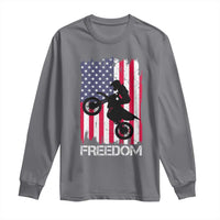 Freedom Motocross Dirt Bike Long Sleeve Shirt Patriotic American Flag - Wonder Print Shop