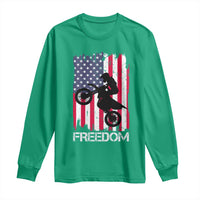 Freedom Motocross Dirt Bike Long Sleeve Shirt Patriotic American Flag - Wonder Print Shop