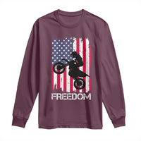 Freedom Motocross Dirt Bike Long Sleeve Shirt Patriotic American Flag - Wonder Print Shop