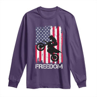 Freedom Motocross Dirt Bike Long Sleeve Shirt Patriotic American Flag - Wonder Print Shop