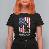 Freedom Motocross Dirt Bike T Shirt For Women Patriotic American Flag - Wonder Print Shop