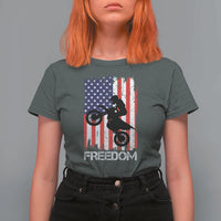 Freedom Motocross Dirt Bike T Shirt For Women Patriotic American Flag - Wonder Print Shop