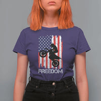 Freedom Motocross Dirt Bike T Shirt For Women Patriotic American Flag - Wonder Print Shop
