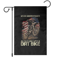 Dirt Bike American Flag Garden Flag Never Underestimate An Old Man With A Dirt Bike Motocross - Wonder Print Shop