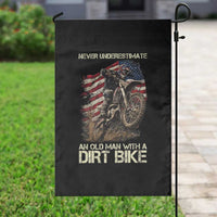 Dirt Bike American Flag Garden Flag Never Underestimate An Old Man With A Dirt Bike Motocross - Wonder Print Shop
