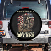 Dirt Bike American Flag Spare Tire Cover Never Underestimate An Old Man With A Dirt Bike Motocross - Wonder Print Shop