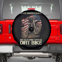 Dirt Bike American Flag Spare Tire Cover Never Underestimate An Old Man With A Dirt Bike Motocross - Wonder Print Shop