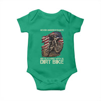 Dirt Bike American Flag Baby Onesie Never Underestimate An Old Man With A Dirt Bike Motocross - Wonder Print Shop