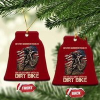 Dirt Bike American Flag Ceramic Ornament Never Underestimate An Old Man With A Dirt Bike Motocross - Wonder Print Shop