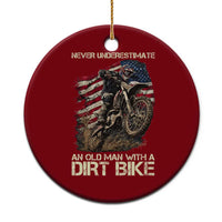 Dirt Bike American Flag Ceramic Ornament Never Underestimate An Old Man With A Dirt Bike Motocross - Wonder Print Shop