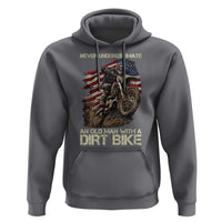 Dirt Bike American Flag Hoodie Never Underestimate An Old Man With A Dirt Bike Motocross - Wonder Print Shop
