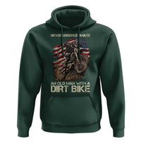 Dirt Bike American Flag Hoodie Never Underestimate An Old Man With A Dirt Bike Motocross - Wonder Print Shop
