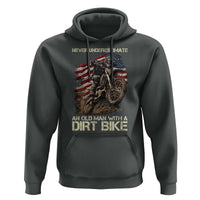 Dirt Bike American Flag Hoodie Never Underestimate An Old Man With A Dirt Bike Motocross - Wonder Print Shop