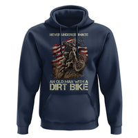 Dirt Bike American Flag Hoodie Never Underestimate An Old Man With A Dirt Bike Motocross - Wonder Print Shop