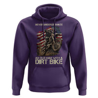 Dirt Bike American Flag Hoodie Never Underestimate An Old Man With A Dirt Bike Motocross - Wonder Print Shop