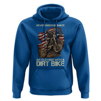 Dirt Bike American Flag Hoodie Never Underestimate An Old Man With A Dirt Bike Motocross - Wonder Print Shop