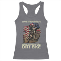 Dirt Bike American Flag Racerback Tank Top Never Underestimate An Old Man With A Dirt Bike Motocross - Wonder Print Shop
