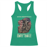 Dirt Bike American Flag Racerback Tank Top Never Underestimate An Old Man With A Dirt Bike Motocross - Wonder Print Shop