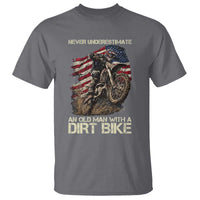 Dirt Bike American Flag T Shirt Never Underestimate An Old Man With A Dirt Bike Motocross - Wonder Print Shop