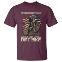 Dirt Bike American Flag T Shirt Never Underestimate An Old Man With A Dirt Bike Motocross - Wonder Print Shop