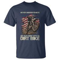 Dirt Bike American Flag T Shirt Never Underestimate An Old Man With A Dirt Bike Motocross - Wonder Print Shop