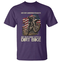 Dirt Bike American Flag T Shirt Never Underestimate An Old Man With A Dirt Bike Motocross - Wonder Print Shop