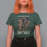 Dirt Bike American Flag T Shirt For Women Never Underestimate An Old Man With A Dirt Bike Motocross - Wonder Print Shop
