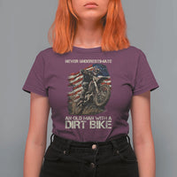 Dirt Bike American Flag T Shirt For Women Never Underestimate An Old Man With A Dirt Bike Motocross - Wonder Print Shop