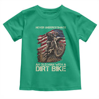 Dirt Bike American Flag Toddler T Shirt Never Underestimate An Old Man With A Dirt Bike Motocross - Wonder Print Shop