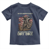 Dirt Bike American Flag Toddler T Shirt Never Underestimate An Old Man With A Dirt Bike Motocross - Wonder Print Shop