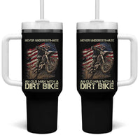 Dirt Bike American Flag Tumbler With Handle Never Underestimate An Old Man With A Dirt Bike Motocross - Wonder Print Shop