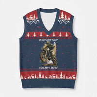 Dirt Bike Motocross Camo V-Neck Knit Sweater Vest If Dirt Ain't Flyin You Ain't Tryin - Wonder Print Shop