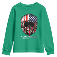 Dirt Bike American Flag Patriotic Youth Sweatshirt If Dirt Ain't Flyin You Ain't Tryin - Wonder Print Shop