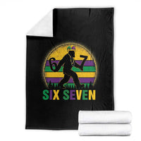 Mardi Gras Bigfoot Throw Blanket Funny Six Seven Meme Carnival Trendy