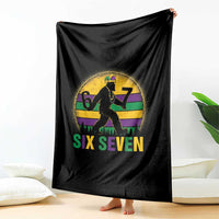 Mardi Gras Bigfoot Throw Blanket Funny Six Seven Meme Carnival Trendy