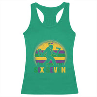 Mardi Gras Bigfoot Racerback Tank Top Funny Six Seven Meme Carnival Trendy