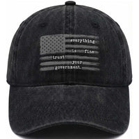 Everything is Fine Trust Your Government Washed Cotton Baseball Cap Funny Political Sarcastic American Flag