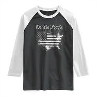 We The People Raglan Shirt Vintage Grunge American Flag 4th of July 1776