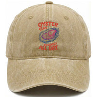 Oyster Club Washed Cotton Baseball Cap Retro Summer Beach Vacation Gift