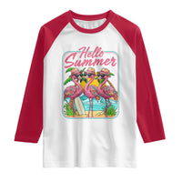 Summer Flamingo Pink Raglan Shirt Tropical Palm Tree Beach Vacation
