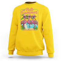 Summer Flamingo Pink Sweatshirt Tropical Palm Tree Beach Vacation